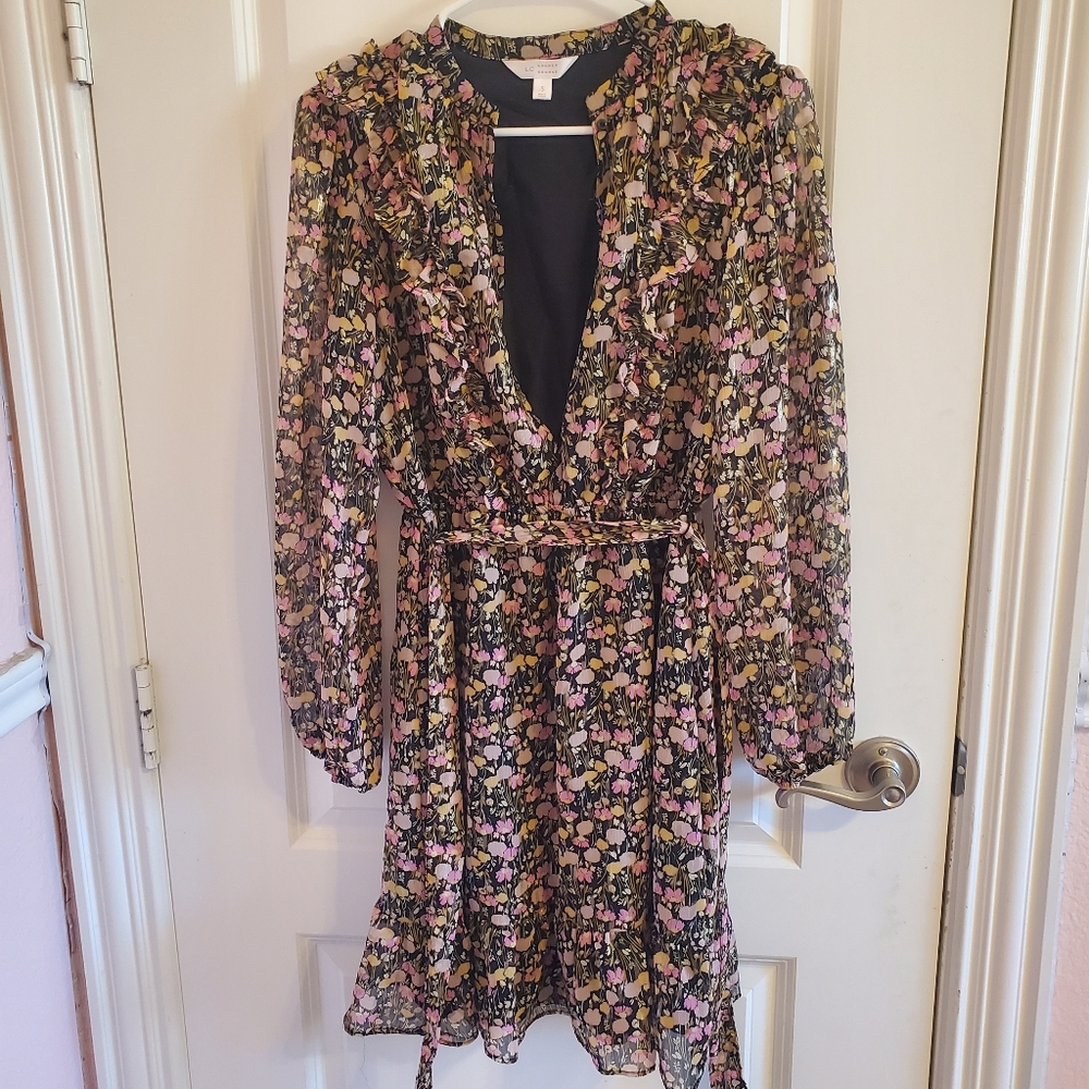 Lauren Conrad Button Front Ruffled Floral Mini Dress